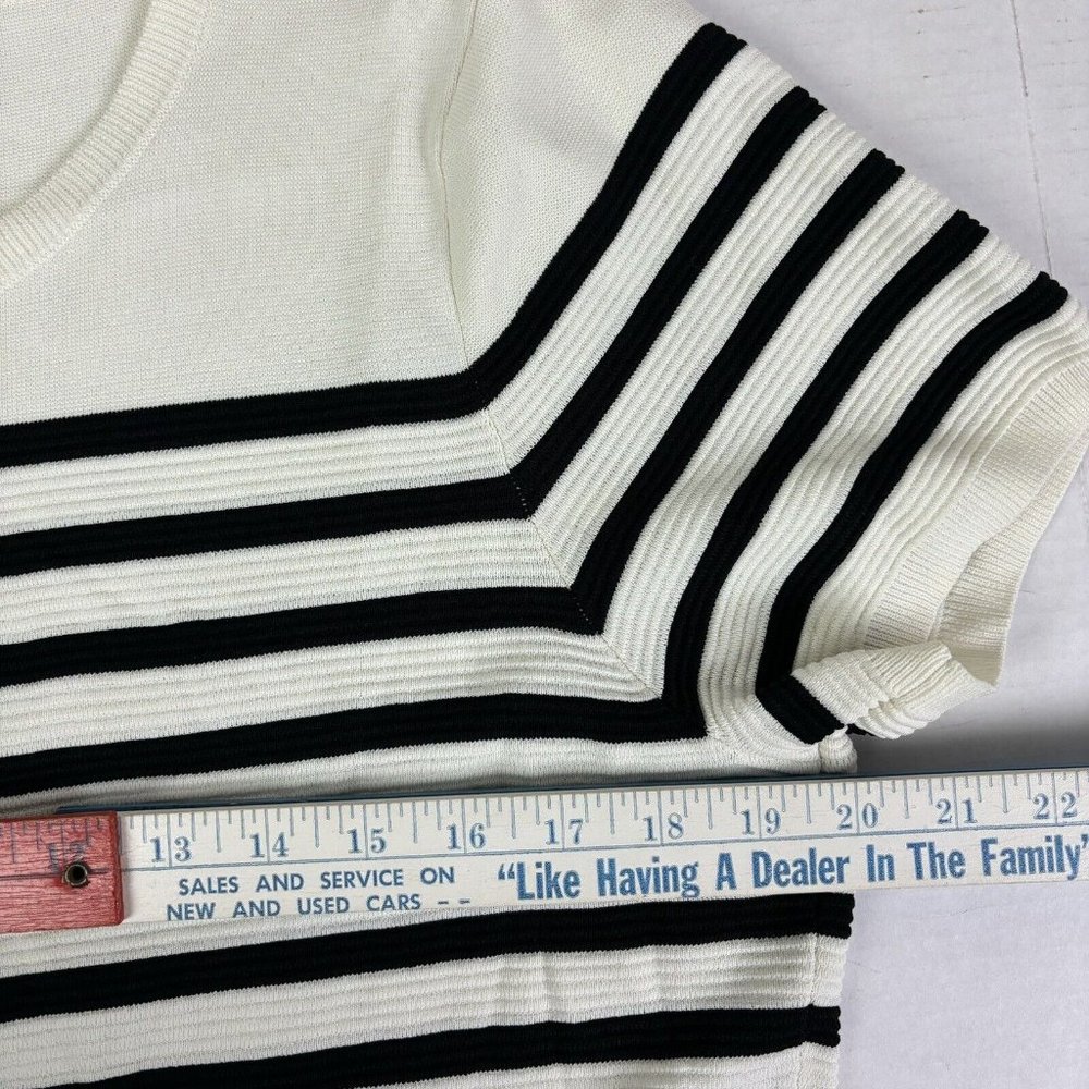 TALBOTS Striped A-Line Mini Dress Career Textured Keyhole Slimming Large NWOT - Picture 3 of 10